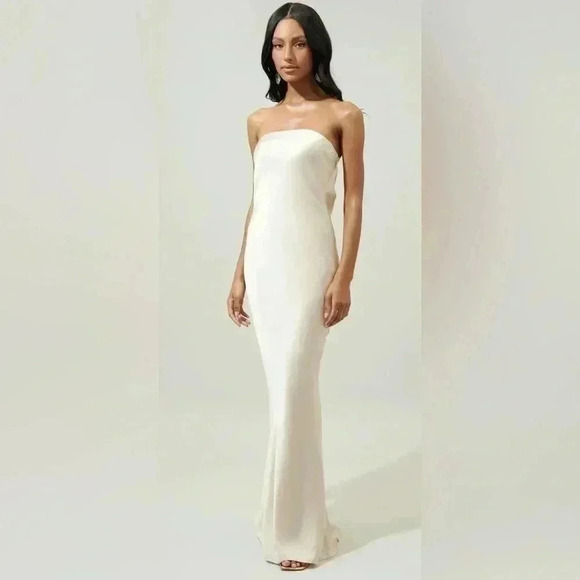 Sugarlips Infinite Strapless Open Back Satin Convertible Maxi Dress Taupe - Picture 2 of 4